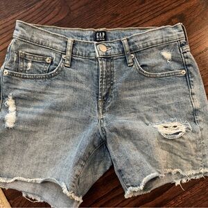 GAP Light Blue Distressed Denim Shorts